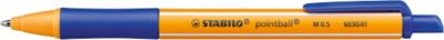 STABILO® Kugelschreiber pointball, Druckmechanik, dokumentenecht, Strichstärke 0,5 mm, 10 Stk., blau