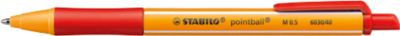 STABILO® Kugelschreiber pointball, Druckmechanik, Strichstärke 0,5 mm, 10 Stk., rot