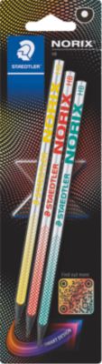 Staedtler Bleistift Norix, Minenstärke HB, ergonomisch, bruchfest, 3er-Set, Holz