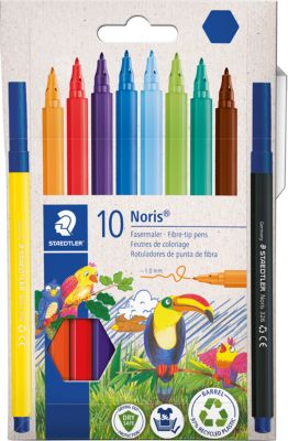 STAEDTLER Fasermaler NORIS, 1 mm Strichstärke, auswaschbar, DRY-SAFE-Technologie, farbsortiert, 10-er Set