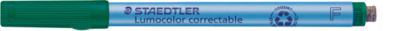 Staedtler Folienstift Lumocolor correctable 305 F, trocken abwischbar, mit Wischer, Strichstärke 0,6 mm, grün
