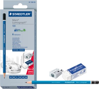 Staedtler Mars® Lumograph® 100 Set, Bleistifte, Spitzer und Radierer im Set