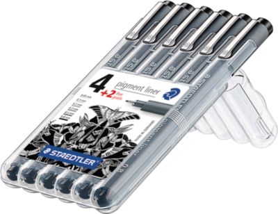 Staedtler Pigment-Liner, unterschiedliche Linienbreiten im Set, 6er-Set