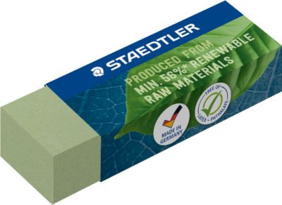 Staedtler Radiergummi 526 80-5, aus mind. 56% nachwachsenden Rohstoffen, mit Schiebemanschette