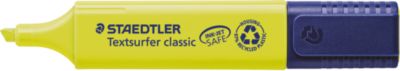 Staedtler Textmarker Textsurfer Classic, Keilspitze, Strichstärke 1-5 mm, nachfüllbar, mit Drehkappe, Recycling-Kunststoff, Schreibfarbe gelb, 1 Stück