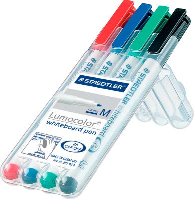 STAEDTLER Whiteboardmarker Lumocolor®, farbsortiert, Rundspitze: 1 mm, 4er Set