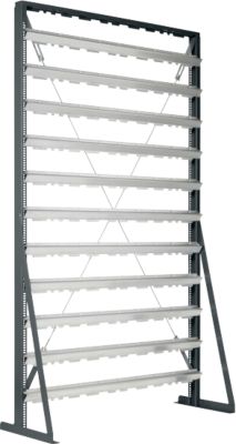 Ständerregal, 1-seitig bestückbar, 11 Reihen, ohne Sichtlagerkästen, B 1145 x T 400 x H 1950 mm, Stahl, anthrazitgrau RAL 7016