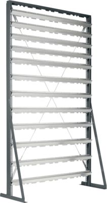 Ständerregal, 1-seitig bestückbar, 12 Reihen, ohne Sichtlagerkästen, B 1145 x T 400 x H 1950 mm, Stahl, anthrazitgrau RAL 7016