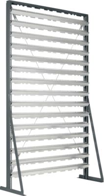Ständerregal, 1-seitig bestückbar, 15 Reihen, ohne Sichtlagerkästen, B 1145 x T 400 x H 1950 mm, Stahl, anthrazitgrau RAL 7016