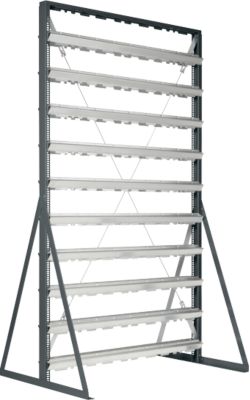 Ständerregal, 2-seitig bestückbar, 20 Reihen, ohne Sichtlagerkästen, B 1145 x T 800 x H 1950 mm, Stahl, anthrazitgrau RAL 7016