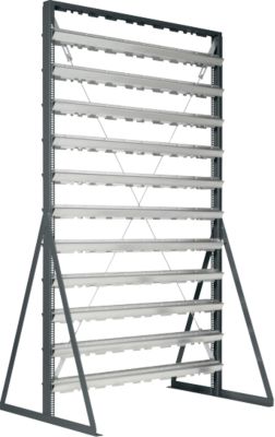 Ständerregal, 2-seitig bestückbar, 22 Reihen, ohne Sichtlagerkästen, B 1145 x T 800 x H 1950 mm, Stahl, anthrazitgrau RAL 7016