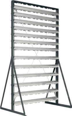 Ständerregal, 2-seitig bestückbar, 26 Reihen, ohne Sichtlagerkästen, B 1145 x T 800 x H 1950 mm, Stahl, anthrazitgrau RAL 7016