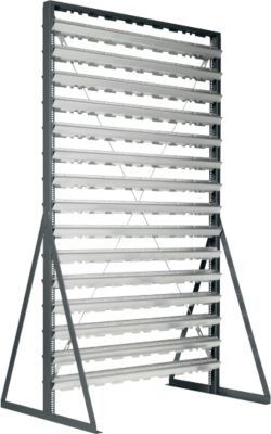 Ständerregal, 2-seitig bestückbar, 30 Reihen, ohne Sichtlagerkästen, B 1145 x T 800 x H 1950 mm, Stahl, anthrazitgrau RAL 7016
