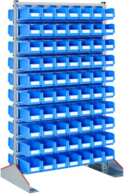 Ständerregal zweiseitig, B 1130 x T 700 x H 1885 mm, 140 x 3 l, blau