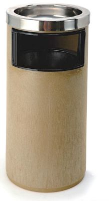Standascher mit Inneneimer, 20 l, rund, H 580 x Ø 270 mm, Edelstahl & PP, beige