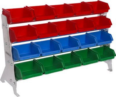 Standregal, mit 20 Sichtlagerkästen SSI Schäfer Serie PROFI LF 110, B 535 x T 165 x H 351 mm