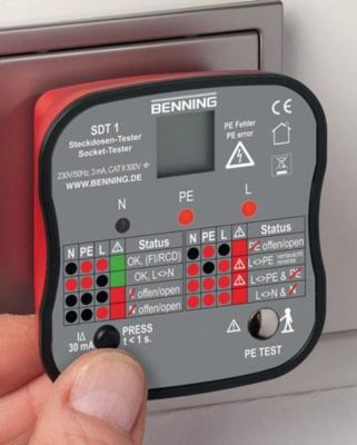 Steckdosentester SDT 1 z.Prüfung v.Schutzkon.steckd.BENNIN