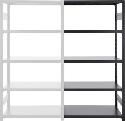 Steckregal ORDO Business, Anbauregal, modular, 5 Fachböden, Fachlast 140 kg, Feldlast 1200 kg, B 760 x T 435 x H 2000 mm, Stahl, schwarz