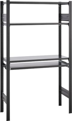 Steckregal ORDO Home, Grundregal, 3 Fachböden, multifunktional, mobil, B 1060 x T 435 x H 1750 mm, tiefschwarz matt RAL 9005