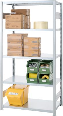 Steckregal ORDO Industry, Grundregal, modular, 5 Fachböden, Fachlast 140 kg, Feldlast 1200 kg, B 1060 x T 435 x H 2000 mm, Stahl verzinkt
