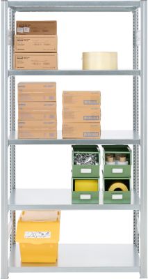 Steckregal ORDO Industry - Stahl - Grundregal - modular - B 810 x T 435 x H 2000 mm - Feldlast 1200 kg - 5 Fachböden - verzinkt