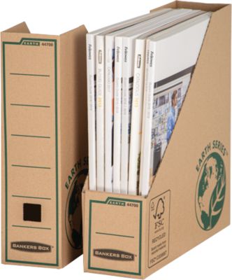 Stehsammler BANKERS BOX® Serie Earth, bis A4, Griffloch, Beschriftungsfeld & Archivdruck, B 82 x T 268 x H 304 mm, Recyclingkarton, braun, 20 Stück