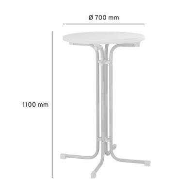 Stehtisch Quickstep ohne Sonnenschirmöffnung, desinfektionsmittelbeständig, Ø 700 mm, weiß