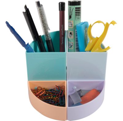 Stiftebox Exacompta THE QUARTER Aquarel, modulare Kreisform, 2 gleich hohe & 2 gleich niedrige Viertel, stapelbar, Kunststoff, mehrfarbig
