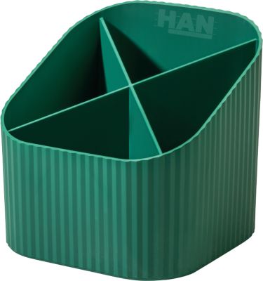 Stiftehalter HAN Karma, 4 unterschiedlich hohe Fächer, B 111 x H 105 x T 111 mm, recycelter Kunststoff, grün