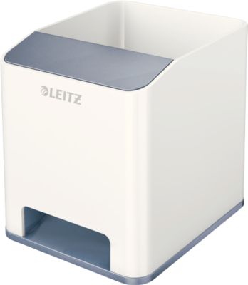 Stiftehalter Leitz WOW Sound, 1 Fach, Smartphone-Fach mit Soundverstärkung, weiß/grau
