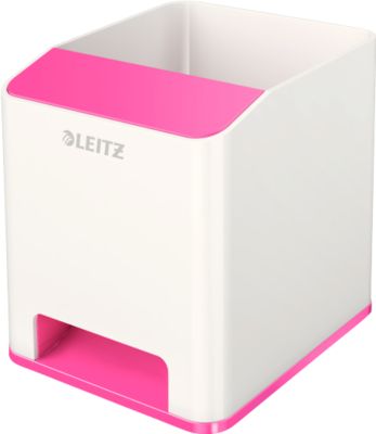 Stiftehalter Leitz WOW Sound, 1 Fach, Smartphone-Fach mit Soundverstärkung, weiß/pink