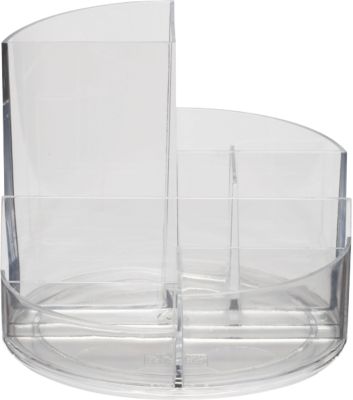 Stifteköcher MAUL MAULrundbox, 6 Fächer inkl. Zettel- & Brieffach, Ø 140 x H 125 mm, ABS-Kunststoff, glasklar