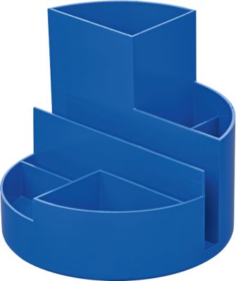 Stifteköcher MAUL MAULrundbox eco, 6 Fächer inkl. Zettel- & Brieffach, Ø 140 x H 125 mm, 90 % Recycling-Kunststoff, blau