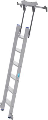 Stufen-Regalleiter, aluminium, fahrbar, 6 Stufen