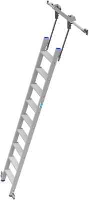 Stufen-Regalleiter, aluminium, fahrbar, 9 Stufen