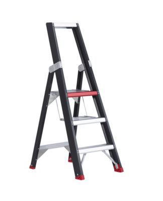 Stufenstehleiter Professional Topline, einseitig, Aluminium, 3 Stufen, schwarz