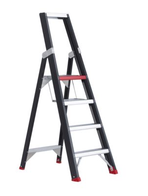 Stufenstehleiter Professional Topline, einseitig, Aluminium, 4 Stufen, schwarz