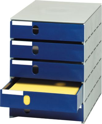 styro® Schubladenbox Styroval, 5 Schübe geschlossen, DIN C4, Polystyrol, blau