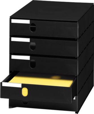 styro® Schubladenbox Styroval, 5 Schübe geschlossen, DIN C4, Polystyrol, schwarz