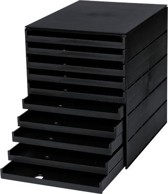 styro® Schubladenbox Styroval Pro, 10 Schubladen, offen,  DIN C4, Polystyrol, öko-schwarz