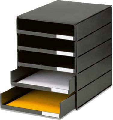 styro® Schubladenbox Styroval Pro, 5 Schubladen, offen,  DIN C4, Polystyrol, öko-schwarz