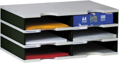 styro® Sortierstation styrodoc Standard, DIN C4, 3 Etagen/2-reihig/6 Fächer, grau/schwarz