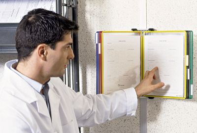 Tarifold Sichttafelsystem, Wandhalter, Metall + Sichttafeln, PVC, für DIN A4, 10 Stück, farbsortiert