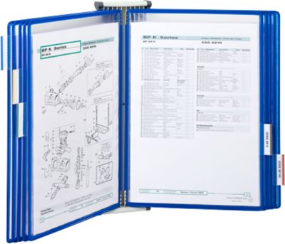 Tarifold Wandsichttafelsystem, Wandhalter, Metall + Sichttafeln, PVC, für DIN A4, 10 Stück, blau