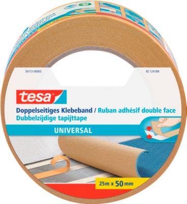 tesa® Doppelseitiges Klebeband Universal, 25 m x 50 mm, weiß, 6 Rollen