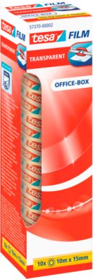 TESA® Klebeband 57370, reißfest, klebestark, L 10 m x B 15 mm, PP-Folie, transparent, 10 Rollen