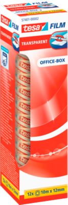 TESA® Klebeband 57401, reißfest, klebestark, L 10 m x B 12 mm, PP-Folie, transparent, 12 Rollen