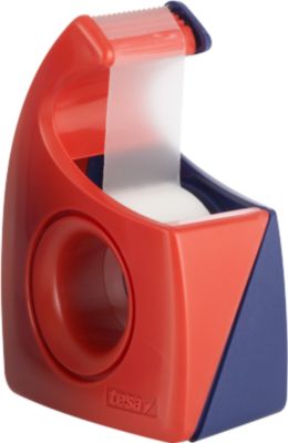 TESA Klebefilm-Handabroller Easy Cut, 10 m x 19 mm, rot/blau