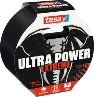 tesa® Montageband Ultra PowerExtrem, robust & reißfest, temperatur-/wasser-/UV-beständig, von Hand einreißbar, 1 Rolle mit L 10 m x B 50 mm, schwarz
