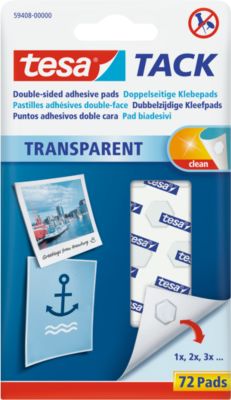 tesa Tack® Klebepads, transparent, doppelseitig klebend, 72 Stck.